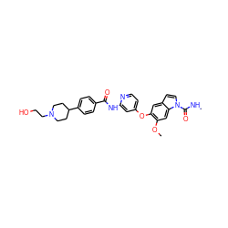 CNC(=O)n1ccc2cc(Oc3ccnc(NC(=O)c4ccc(C5CCN(CCO)CC5)cc4)c3)c(OC)cc21 ZINC000169711490