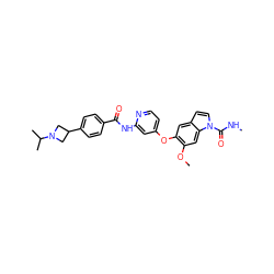 CNC(=O)n1ccc2cc(Oc3ccnc(NC(=O)c4ccc(C5CN(C(C)C)C5)cc4)c3)c(OC)cc21 ZINC000169711544