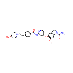 CNC(=O)n1ccc2cc(Oc3ccnc(NC(=O)c4ccc(CCN5CCC(O)CC5)cc4)c3)c(OC)cc21 ZINC000169711548