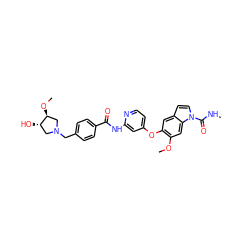 CNC(=O)n1ccc2cc(Oc3ccnc(NC(=O)c4ccc(CN5C[C@H](O)[C@@H](OC)C5)cc4)c3)c(OC)cc21 ZINC000169711500