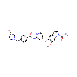 CNC(=O)n1ccc2cc(Oc3ccnc(NC(=O)c4ccc(CN5CC[C@@H](O)C5)cc4)c3)c(OC)cc21 ZINC000169711539