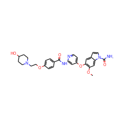 CNC(=O)n1ccc2cc(Oc3ccnc(NC(=O)c4ccc(OCCN5CCC(O)CC5)cc4)c3)c(OC)cc21 ZINC000169711502