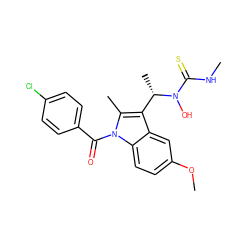 CNC(=S)N(O)[C@@H](C)c1c(C)n(C(=O)c2ccc(Cl)cc2)c2ccc(OC)cc12 ZINC000029407532