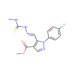 CNC(=S)N/N=C/c1c(C(=O)OC)cnn1-c1ccc(Cl)cc1 ZINC000001031841