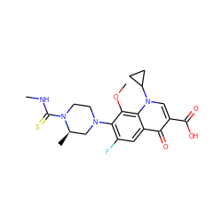 CNC(=S)N1CCN(c2c(F)cc3c(=O)c(C(=O)O)cn(C4CC4)c3c2OC)C[C@H]1C ZINC000008670498