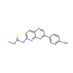 CNC(=S)Nc1ccc2ncc(-c3ccc(N)cc3)nc2n1 ZINC000136948224