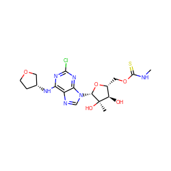 CNC(=S)OC[C@H]1O[C@@H](n2cnc3c(N[C@@H]4CCOC4)nc(Cl)nc32)[C@](C)(O)[C@@H]1O ZINC000029040319