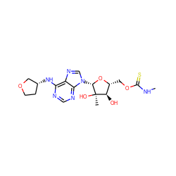 CNC(=S)OC[C@H]1O[C@@H](n2cnc3c(N[C@@H]4CCOC4)ncnc32)[C@](C)(O)[C@@H]1O ZINC000029040307