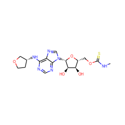 CNC(=S)OC[C@H]1O[C@@H](n2cnc3c(N[C@@H]4CCOC4)ncnc32)[C@H](O)[C@@H]1O ZINC000013589074