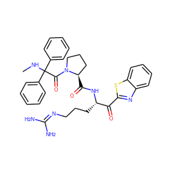 CNC(C(=O)N1CCC[C@H]1C(=O)N[C@@H](CCCN=C(N)N)C(=O)c1nc2ccccc2s1)(c1ccccc1)c1ccccc1 ZINC000028117015