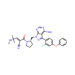 CNC(C)(C)/C=C(\C#N)C(=O)N1CCC[C@@H]1Cn1nc(-c2ccc(Oc3ccccc3)cc2F)c2c(N)ncnc21 ZINC000149768732