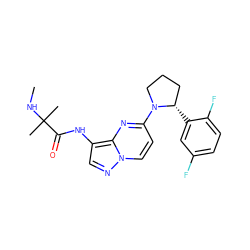 CNC(C)(C)C(=O)Nc1cnn2ccc(N3CCC[C@@H]3c3cc(F)ccc3F)nc12 ZINC000118396157