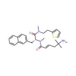 CNC(C)(C)C/C=C/C(=O)N(C)[C@H](Cc1ccc2ccccc2c1)C(=O)N(C)CCc1cccs1 ZINC000003979294