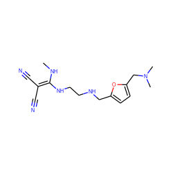 CNC(NCCNCc1ccc(CN(C)C)o1)=C(C#N)C#N ZINC000002010394