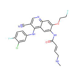 CNC/C=C/C(=O)Nc1cc2c(Nc3ccc(F)c(Cl)c3)c(C#N)cnc2cc1OCCF ZINC000064564748