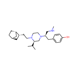 CNC[C@@H](Cc1ccc(O)cc1)N1CCN(CC[C@@H]2C[C@H]3CC[C@H]2C3)[C@H](C(C)C)C1 ZINC000253677485