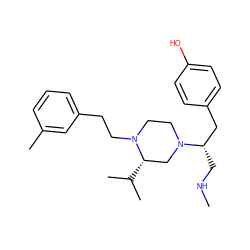 CNC[C@@H](Cc1ccc(O)cc1)N1CCN(CCc2cccc(C)c2)[C@@H](C(C)C)C1 ZINC000045320536