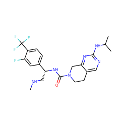 CNC[C@@H](NC(=O)N1CCc2cnc(NC(C)C)nc2C1)c1ccc(C(F)(F)F)c(F)c1 ZINC000202125293