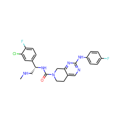 CNC[C@@H](NC(=O)N1CCc2cnc(Nc3ccc(F)cc3)nc2C1)c1ccc(F)c(Cl)c1 ZINC001772620000