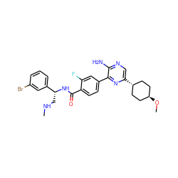 CNC[C@@H](NC(=O)c1ccc(-c2nc([C@H]3CC[C@H](OC)CC3)cnc2N)cc1F)c1cccc(Br)c1 ZINC001772630305
