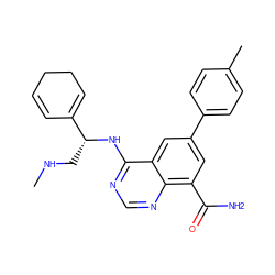 CNC[C@@H](Nc1ncnc2c(C(N)=O)cc(-c3ccc(C)cc3)cc12)C1=CCCC=C1 ZINC000166975795