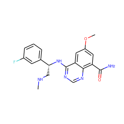 CNC[C@@H](Nc1ncnc2c(C(N)=O)cc(OC)cc12)c1cccc(F)c1 ZINC000114345459