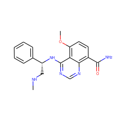 CNC[C@@H](Nc1ncnc2c(C(N)=O)ccc(OC)c12)c1ccccc1 ZINC000114345108