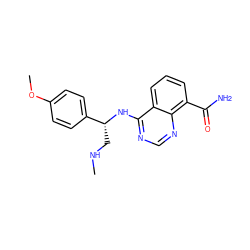 CNC[C@@H](Nc1ncnc2c(C(N)=O)cccc12)c1ccc(OC)cc1 ZINC000114343574