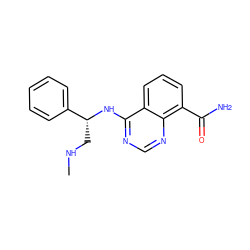 CNC[C@@H](Nc1ncnc2c(C(N)=O)cccc12)c1ccccc1 ZINC000114344344