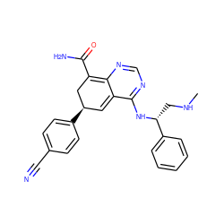 CNC[C@@H](Nc1ncnc2c1=C[C@@H](c1ccc(C#N)cc1)CC=2C(N)=O)c1ccccc1 ZINC000167078702