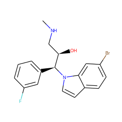 CNC[C@@H](O)[C@H](c1cccc(F)c1)n1ccc2ccc(Br)cc21 ZINC000045290209