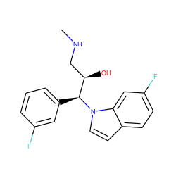 CNC[C@@H](O)[C@H](c1cccc(F)c1)n1ccc2ccc(F)cc21 ZINC000045299635