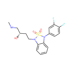 CNC[C@@H](O)CCN1c2ccccc2N(c2ccc(F)c(F)c2)S1(=O)=O ZINC000049089447