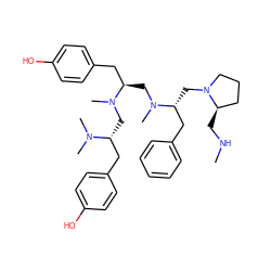 CNC[C@@H]1CCCN1C[C@H](Cc1ccccc1)N(C)C[C@H](Cc1ccc(O)cc1)N(C)C[C@H](Cc1ccc(O)cc1)N(C)C ZINC000038147601