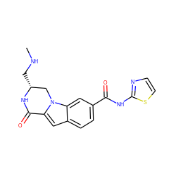 CNC[C@@H]1Cn2c(cc3ccc(C(=O)Nc4nccs4)cc32)C(=O)N1 ZINC000029125958