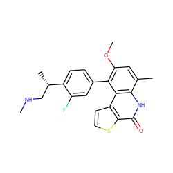 CNC[C@H](C)c1ccc(-c2c(OC)cc(C)c3[nH]c(=O)c4sccc4c23)cc1F ZINC000149337917