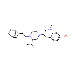 CNC[C@H](Cc1ccc(O)cc1)N1CCN(CC[C@H]2C[C@H]3CC[C@H]2C3)[C@@H](C(C)C)C1 ZINC000253917218