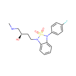 CNC[C@H](O)CCN1c2ccccc2N(c2ccc(F)cc2)S1(=O)=O ZINC000049035345
