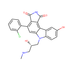 CNC[C@H](O)Cn1c2ccc(O)cc2c2c3c(c(-c4ccccc4Cl)cc21)C(=O)NC3=O ZINC000040392920