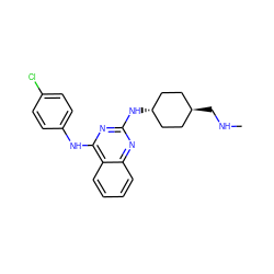CNC[C@H]1CC[C@H](Nc2nc(Nc3ccc(Cl)cc3)c3ccccc3n2)CC1 ZINC000253636162