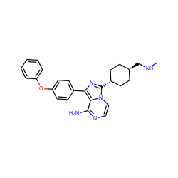 CNC[C@H]1CC[C@H](c2nc(-c3ccc(Oc4ccccc4)cc3)c3c(N)nccn32)CC1 ZINC000261181475