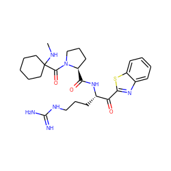 CNC1(C(=O)N2CCC[C@H]2C(=O)N[C@@H](CCCNC(=N)N)C(=O)c2nc3ccccc3s2)CCCCC1 ZINC000013612352