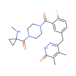 CNC1(C(=O)N2CCN(C(=O)c3cc(Cc4n[nH]c(=O)c(C)c4C)ccc3F)CC2)CC1 ZINC000045368481