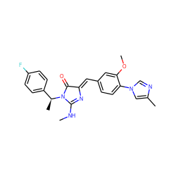 CNC1=N/C(=C\c2ccc(-n3cnc(C)c3)c(OC)c2)C(=O)N1[C@@H](C)c1ccc(F)cc1 ZINC000058590819