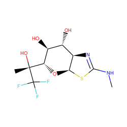 CNC1=N[C@H]2[C@H](O[C@H]([C@@](C)(O)C(F)(F)F)[C@@H](O)[C@@H]2O)S1 ZINC000140764079