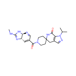 CNC1=N[C@H]2C=C(C(=O)N3CCC4(CC3)Cc3cnn(C(C)C)c3C(=O)N4)C=N[C@@H]2N1 ZINC000261074980