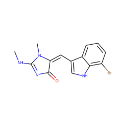 CNC1=NC(=O)/C(=C\c2c[nH]c3c(Br)cccc23)N1C ZINC000084723966