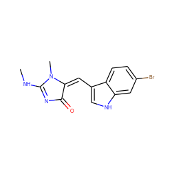 CNC1=NC(=O)/C(=C\c2c[nH]c3cc(Br)ccc23)N1C ZINC000084723963