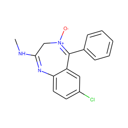 CNC1=Nc2ccc(Cl)cc2C(c2ccccc2)=[N+]([O-])C1 ZINC000019632917