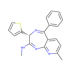 CNC1=Nc2nc(C)ccc2C(c2ccccc2)=N[C@H]1c1cccs1 ZINC000040402734